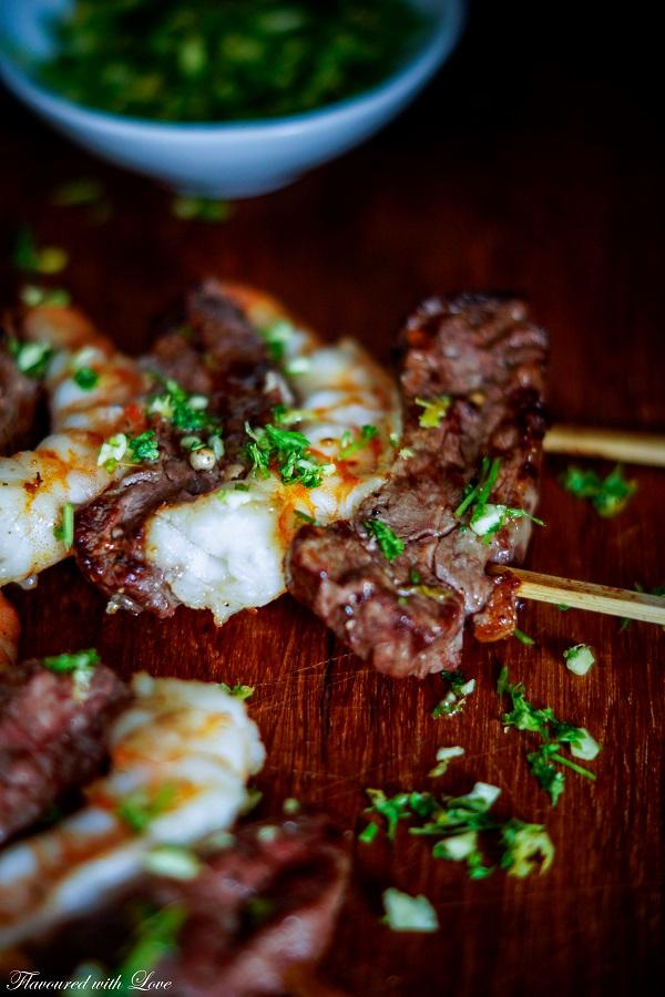 Rezeptbild: Surf'n Turf Spieße mit Gremolata
