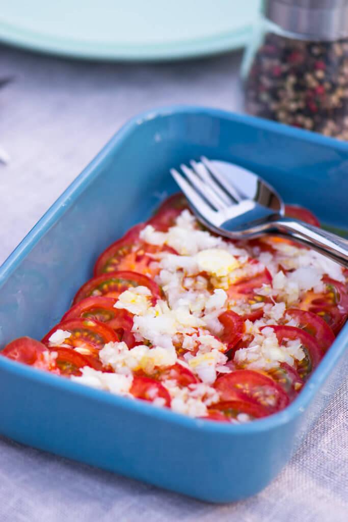 Rezeptbild: Tomatensalat mit Zitronen-Öl-Dressing