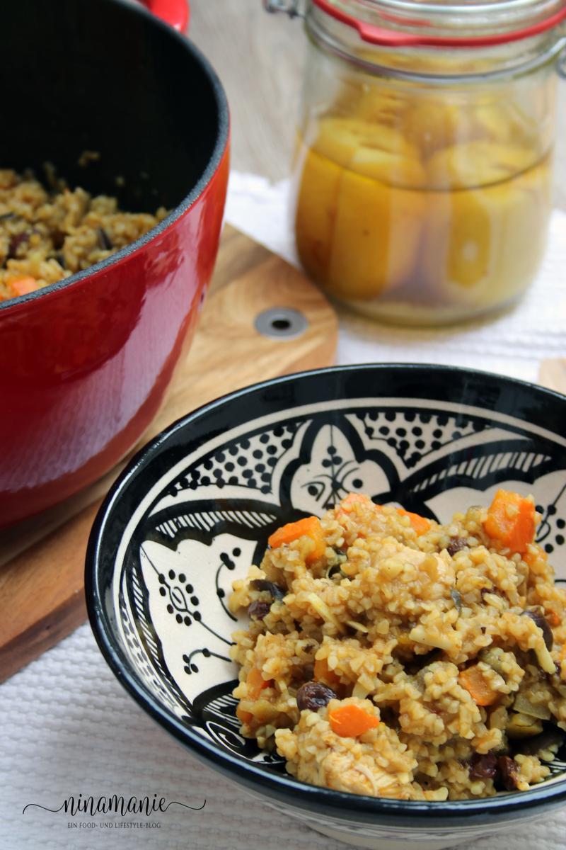 Rezeptbild: Tajine mit Huhn, Salzzitronen, Kürbis und Aubergine