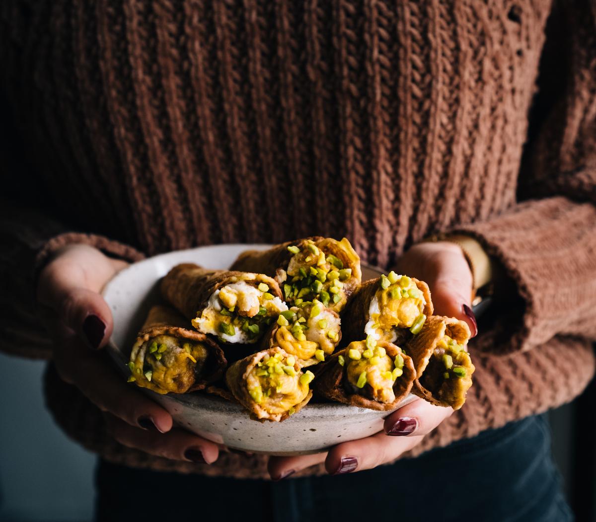 Rezeptbild: Bretzeli gefüllt mit Kürbis und Ricotta