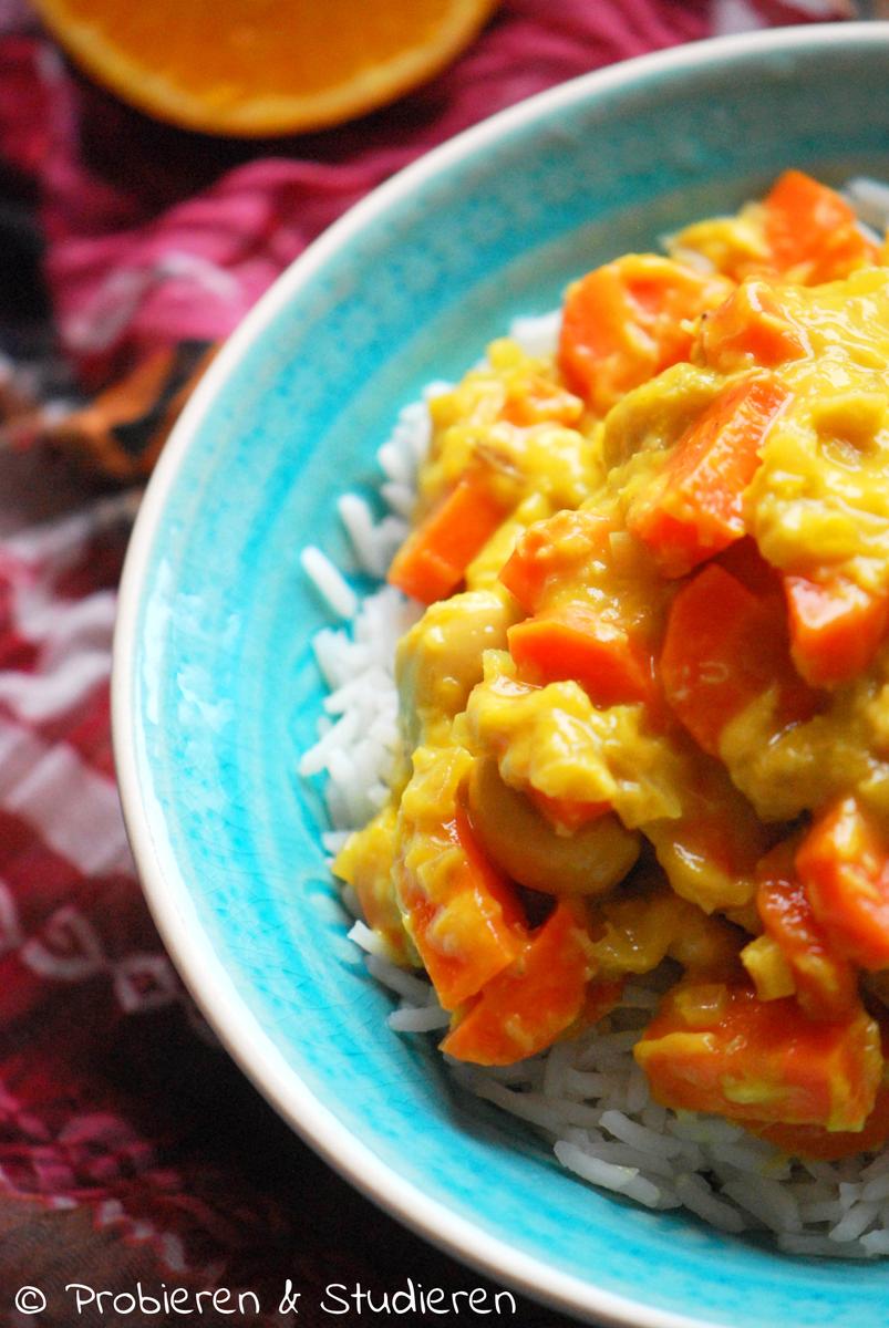 Rezeptbild: Möhren Cashew Curry mit Orange & Kokosmilch