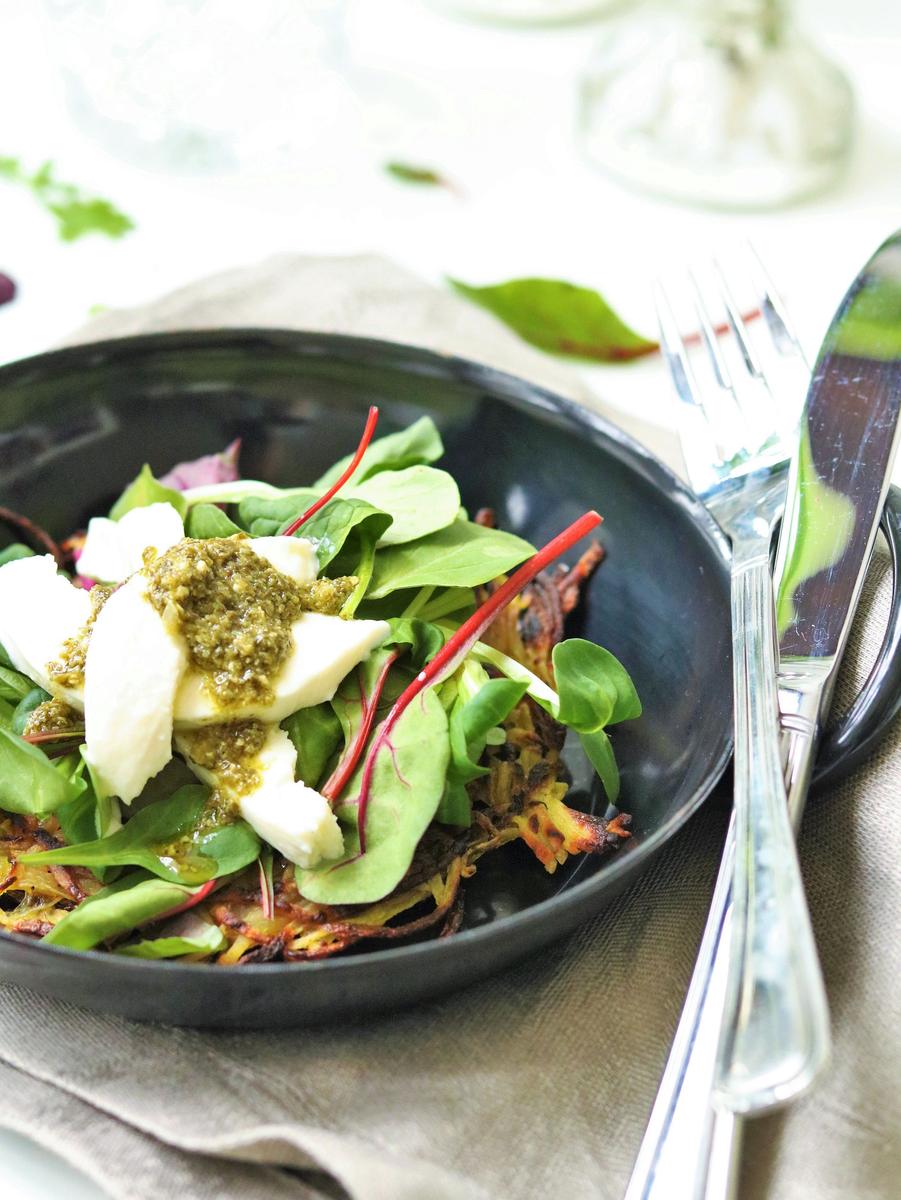 Rezeptbild: Kartoffelpuffer mit Burrata