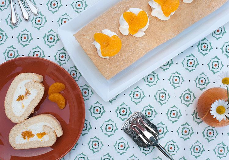 Rezeptbild: Quark-Mandarinen-Biskuitrolle
