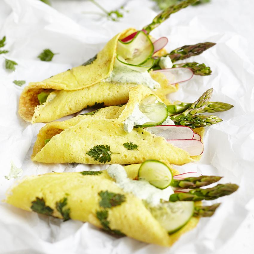 Rezeptbild: Hessisch Banh Xeo Wraps á la Frankfurter Grüne Soße