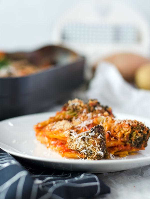 Rezeptbild: Kartoffelauflauf von zweierlei Kartoffeln mit Brokkoli