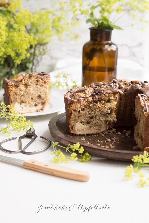 Rezeptbild: Bananen Schoko Kuchen mit Frischkäse-Kern