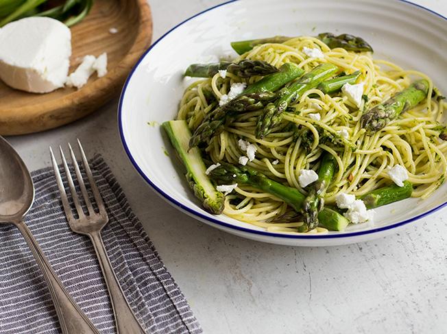Rezeptbild: Spaghetti mit Spargel und Bärlauchppesto