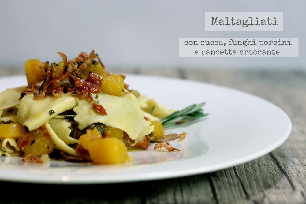 Rezeptbild: Maltagliati con zucca e funghi porcini