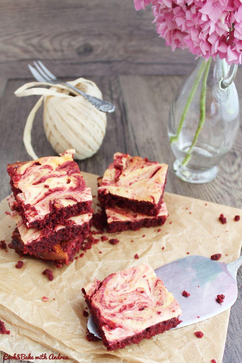 Rezeptbild: Marmorierte Red-Velvet-Brownies