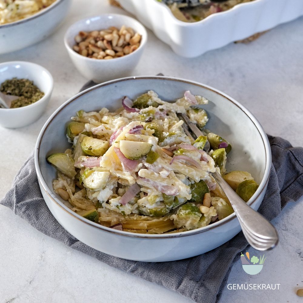 Rezeptbild: Baked Feta Pasta mit Rosenkohl