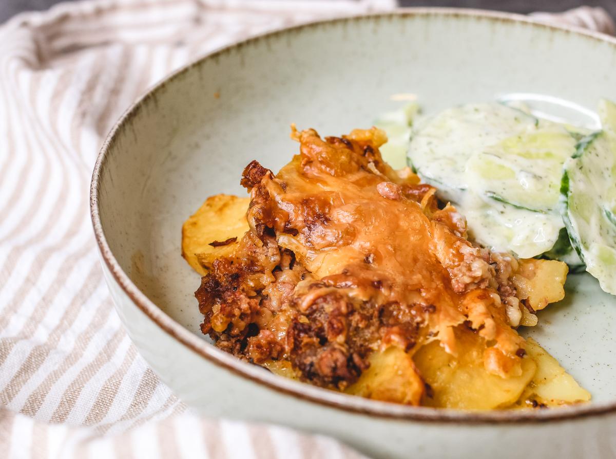 Rezeptbild: Ofenkartoffel mit Hackfleisch und Röstzwiebeln