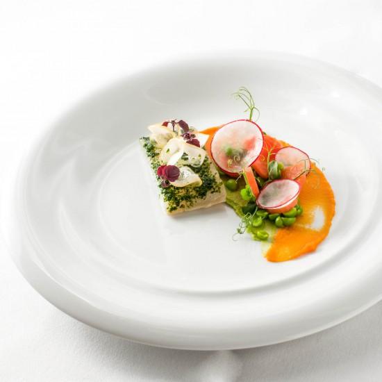 Rezeptbild: …in 4 Gängen: Heilbutt | Karotte | Erbse