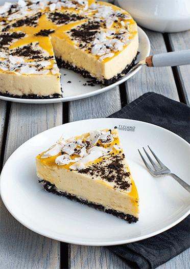 Rezeptbild: No bake Mango-Joghurt-Torte mit Schoko-Keks-Boden
