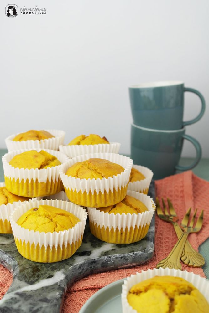 Rezeptbild: Herzhafte Kurkuma Latte Süßkartoffel Muffins mit Datteln