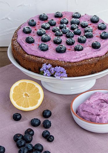 Rezeptbild: Heidelbeer Zitronen Kuchen mit Frischkäse-Topping