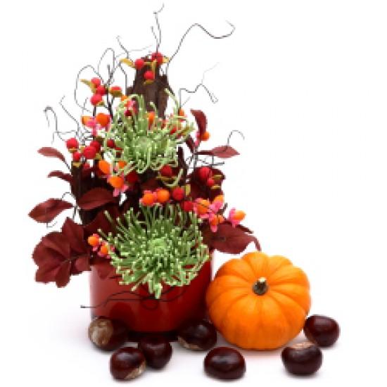 Rezeptbild: Herbstgesteck mit grüner Chrysantheme