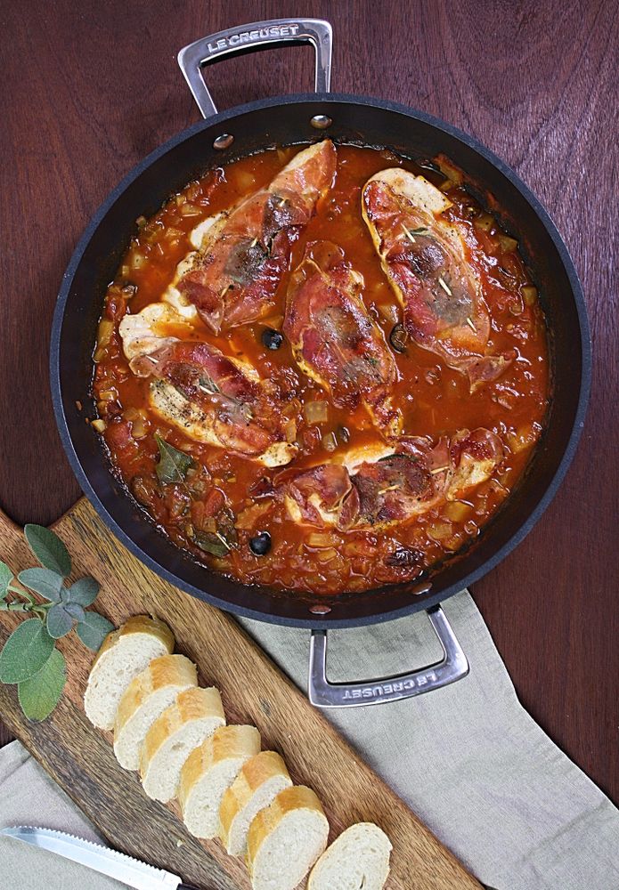 Rezeptbild: Saltimbocca vom Hähnchen mit Tomatensugo