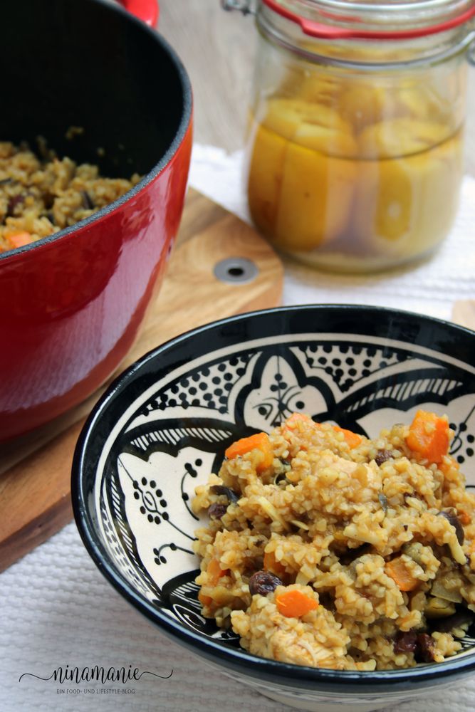 Rezeptbild: Tajine mit Huhn, Salzzitronen, Kürbis und Aubergine