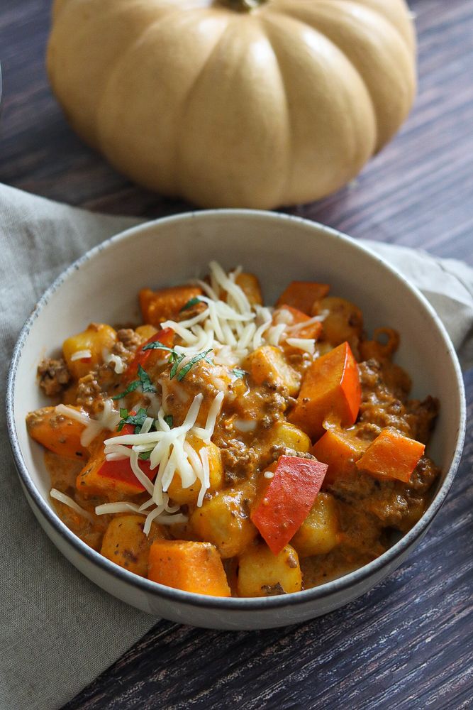 Rezeptbild: Gnocchi – Kürbis – Pfanne Mit Hackfleisch