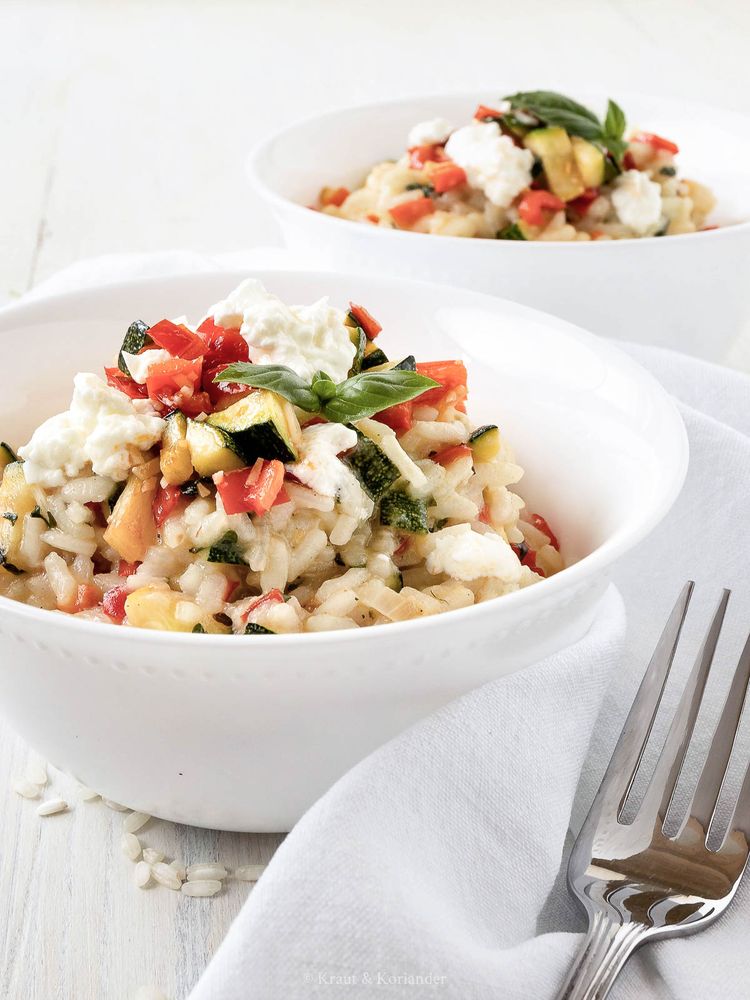 Rezeptbild: Zucchini-Paprika-Risotto mit Schafkäse