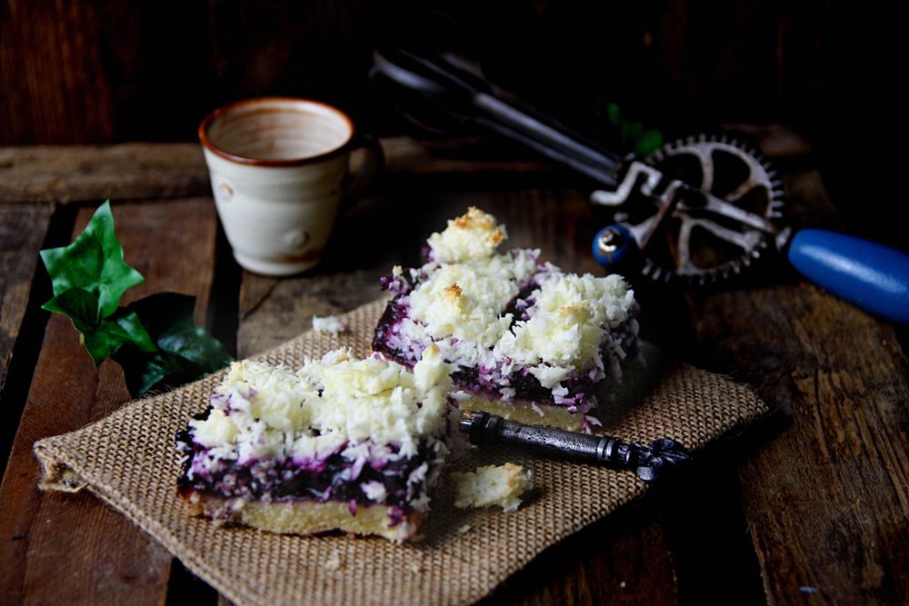 Rezeptbild: Blaubeer Kokos Schnitte