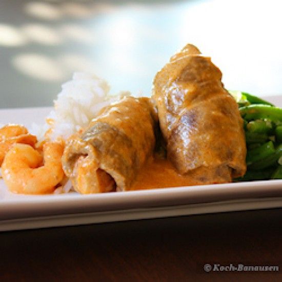 Rezeptbild: Thailändische Mini-Rouladen mit Prawns und Bohnen
