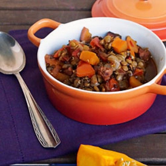 Rezeptbild: Zwei-Linsen-Chili mit Kürbis