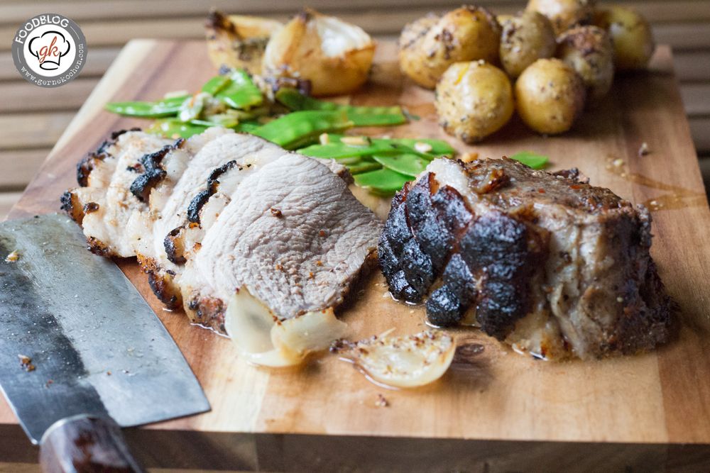 Rezeptbild: Asiatischer Schweinebraten mit Senfkartoffeln