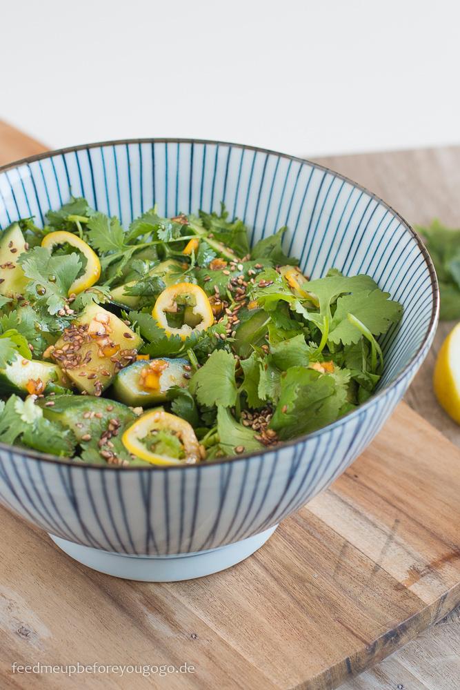 Rezeptbild: Asiatischer Gurkensalat mit Ingwer, Sesam und Koriander