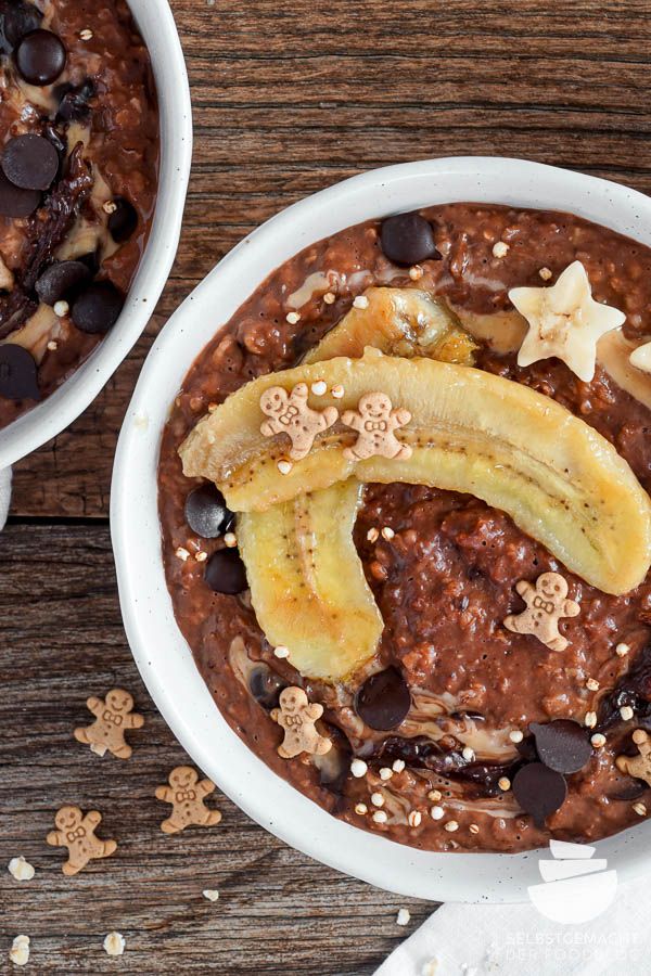 Rezeptbild: Schoko Porridge als warmes und gesundes Frühstück