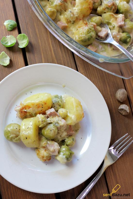 Rezeptbild: Rosenkohl-Auflauf mit Kassler