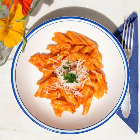 Rezeptbild: Penne mit Paprika Mandel Sauce
