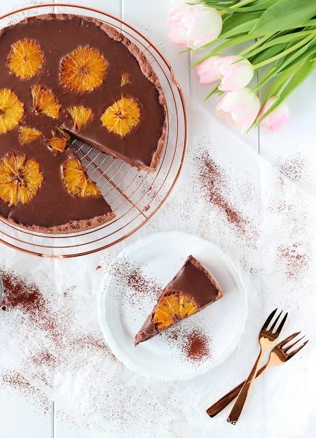 Rezeptbild: Schokoladen Tarte mit karamellisierten Orangen