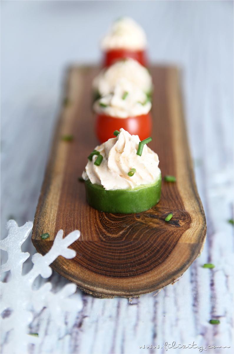 Rezeptbild: Schnelles Fingerfood: Gemüse mit Frischkäse-Topping