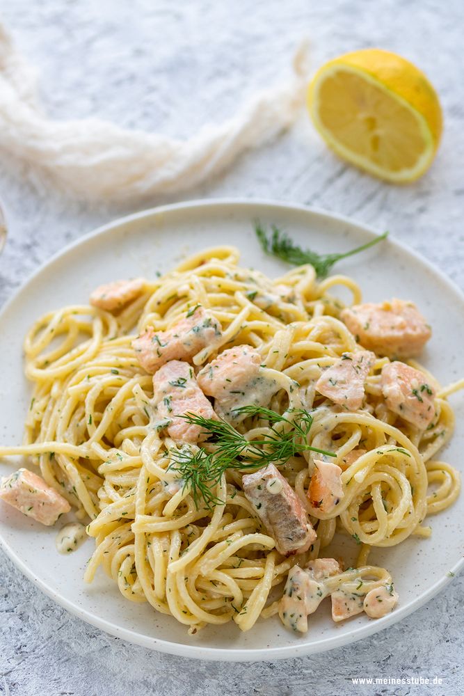 Rezeptbild: Spaghetti mit Lachs in Dill-Sahne-Soße