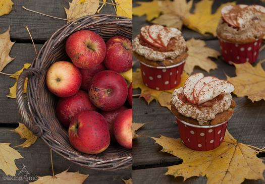 Rezeptbild: Apfel-Haselnuss-Cupcakes mit Braunem-Zucker-Zimt-Frosting und Apfel-Topping