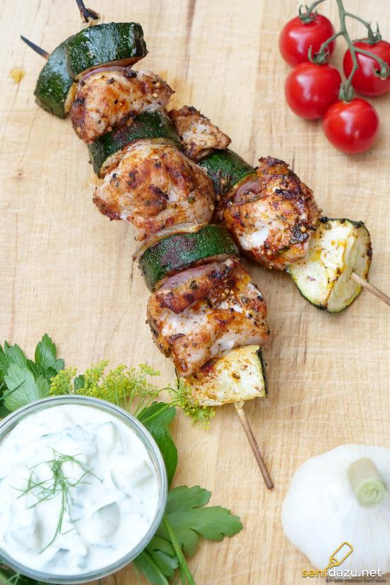 Rezeptbild: Hähnchen Spieße „Griechische Art“ mit Tsatsiki