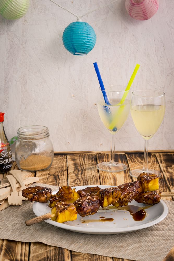 Rezeptbild: Hähnchen-Ananas-Spieße mit Teriyaki-Marinade