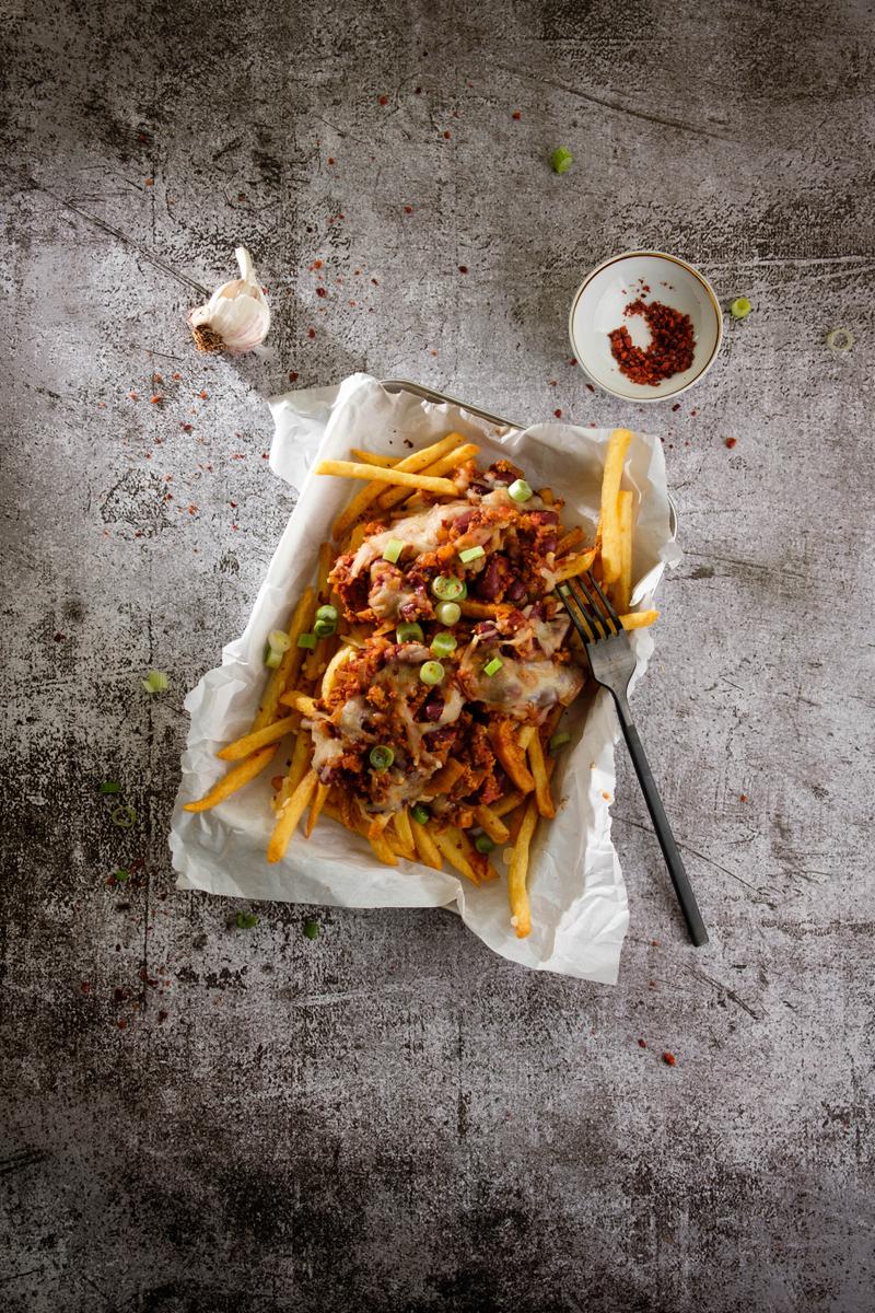Rezeptbild: Vegane Chili Cheese Fries