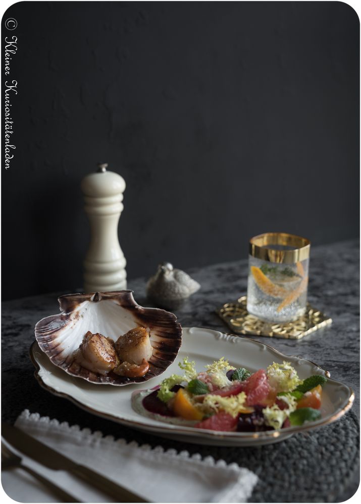 Rezeptbild: Jakobsmuscheln | Gebackene Bete | Pink Grapefruit