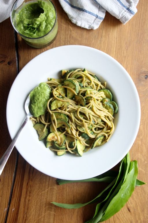 Rezeptbild: Bärlauchcreme mit Spaghetti