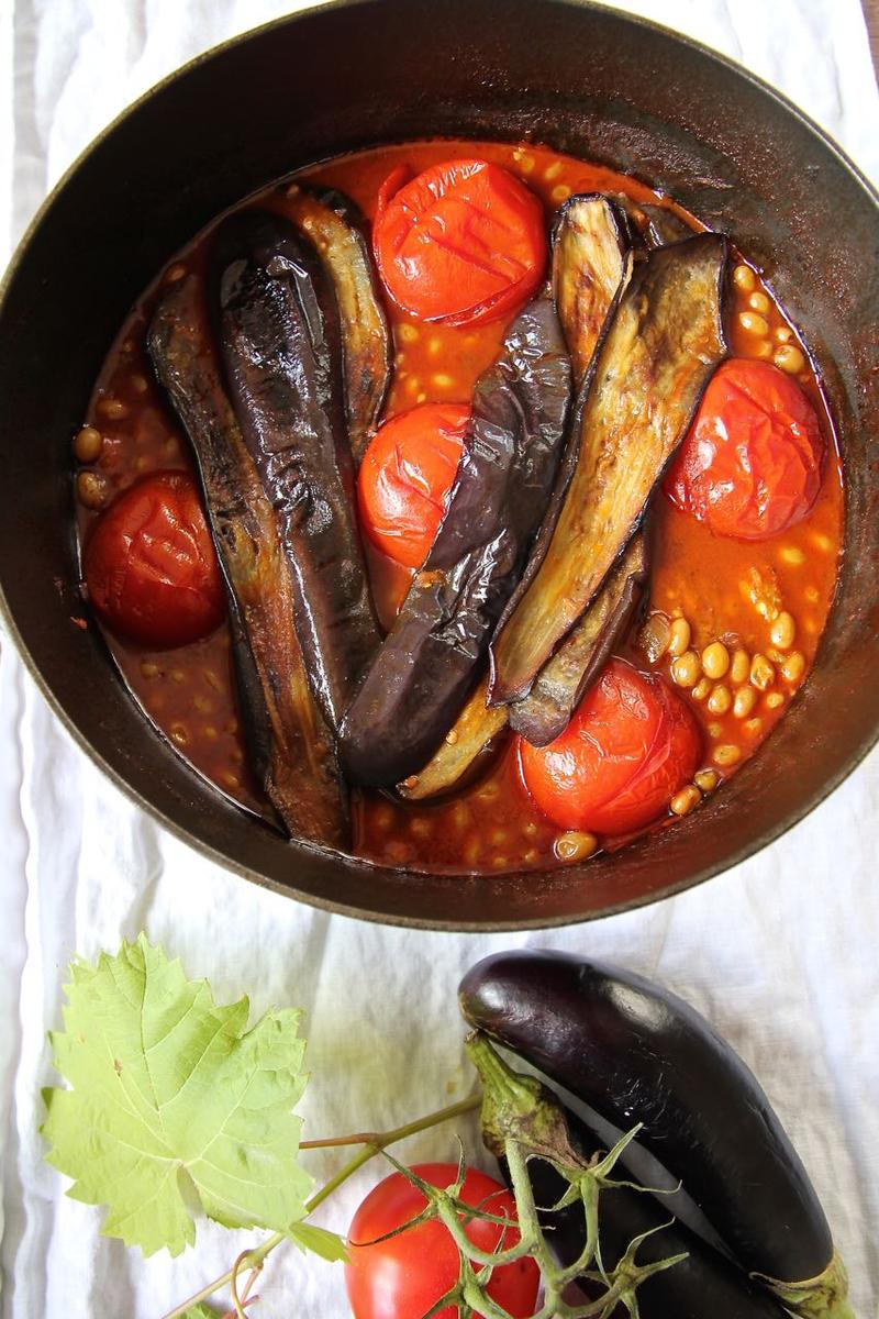 Rezeptbild: Khoresht-e Bademjan - persischer Lamm-Auberginen-Eintopf mit Verjus