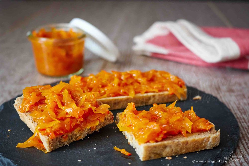 Rezeptbild: Kürbis Konfitüre – Der herzhaft-süße Brotaufstrich im Herbst