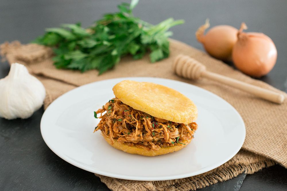 Rezeptbild: Arepa-Burger mit Pulled Chicken