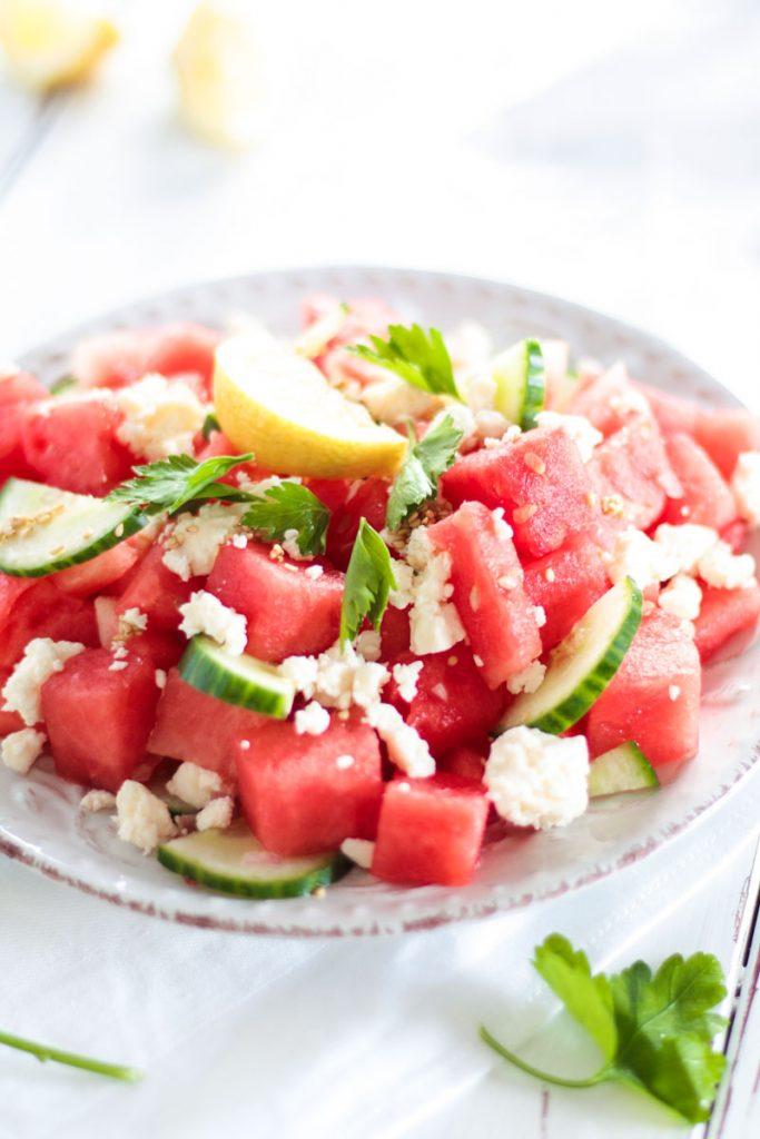 Rezeptbild: Melonen Feta Salat mit Sesam