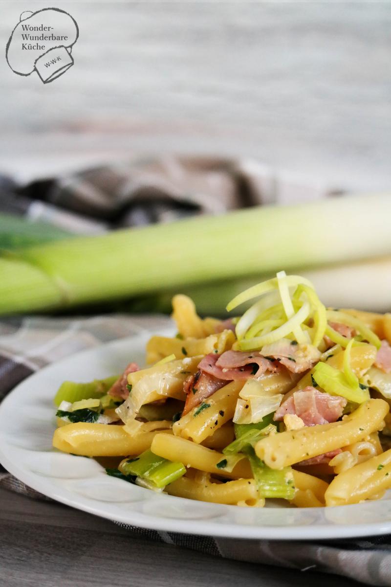 Rezeptbild: Schinkennudeln mit Lauch
