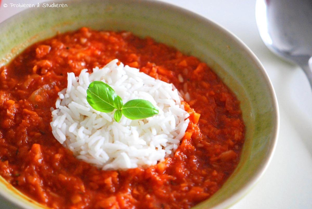 Rezeptbild: Kohlrabi-Tomatensuppe mit Reis