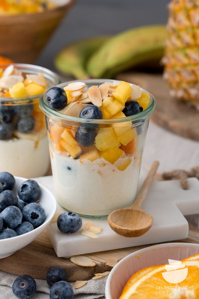 Rezeptbild: Proteinreicher Obstsalat mit Hüttenkäse
