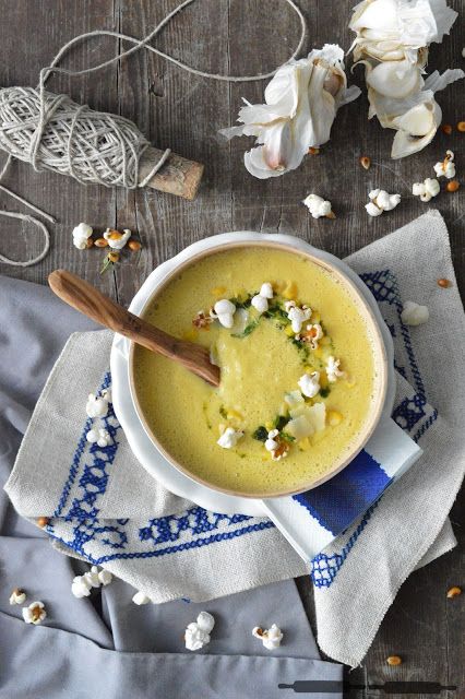 Rezeptbild: Mais Suppe mit Popcorn und Käse 