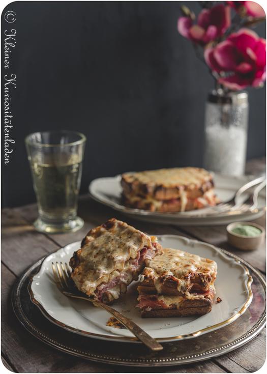 Rezeptbild: Briochewaffeln Croque Monsieur